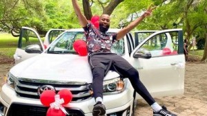 #BBNaija’s Tochi celebrates as he gets brand new Toyota Hilux truck gift