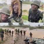 Trending video of Nigerian soldiers working in the rain (Watch)
